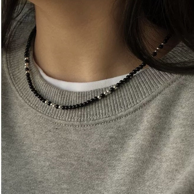 Acadia Black Agate Necklace - Natural Black Agate Necklace [69YY42NZ]