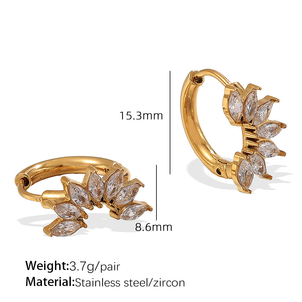 Natalya Zircon Hoop Earrings - White Zircon Gold Hoop Earring [MJ2AFW1K]