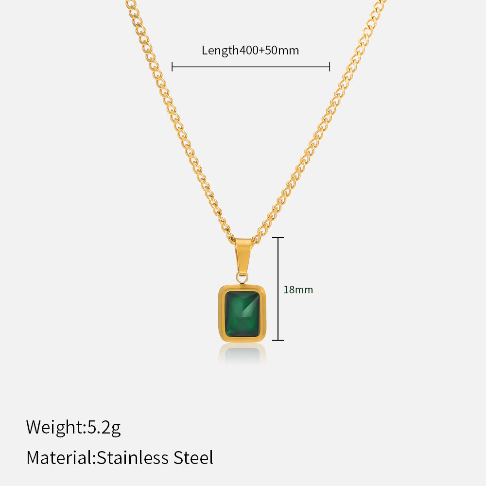 Joseline Emerald Geometric Necklace - Square Style 04 [LW069CFO]