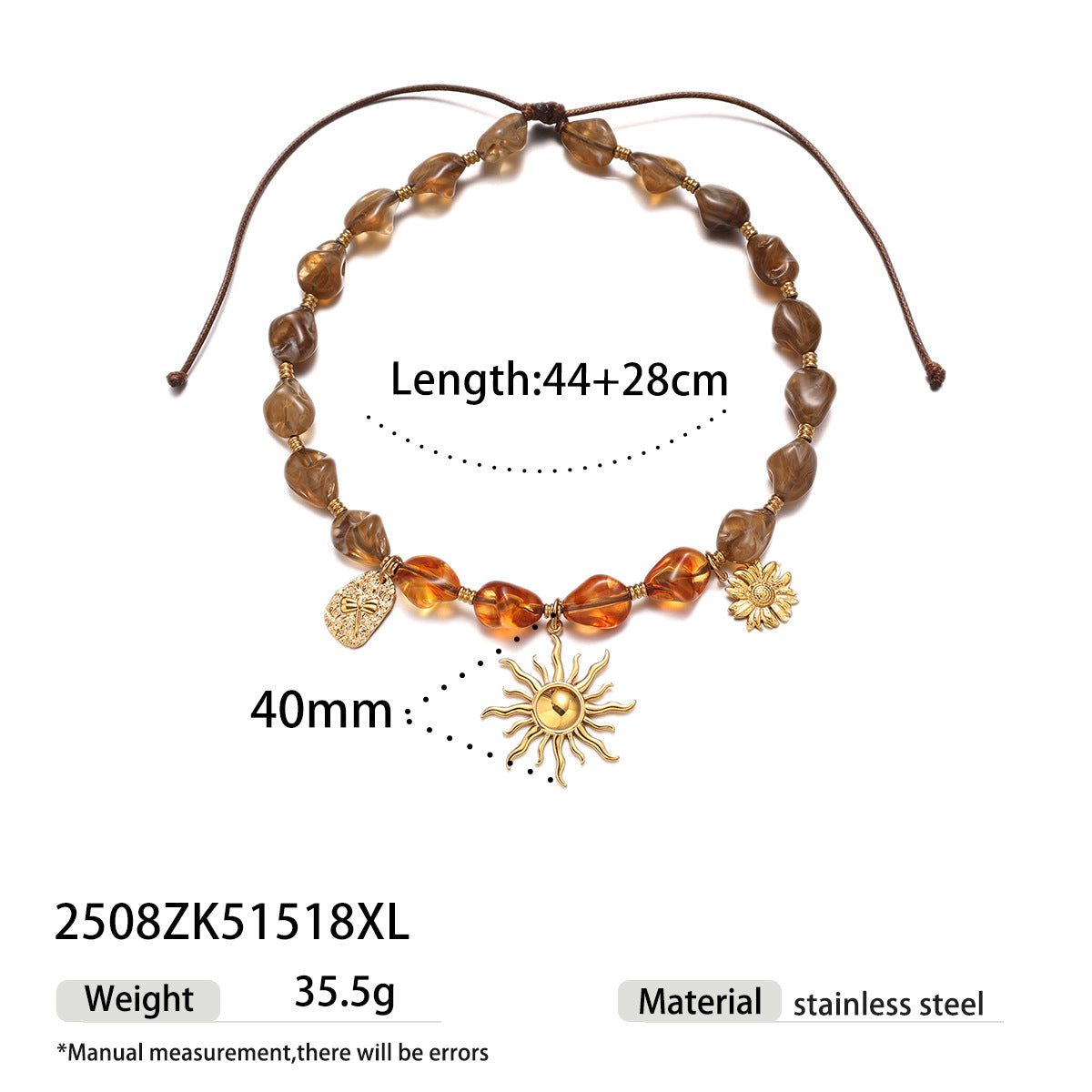 Kathleen Beaded Sun Necklace - Style 1 [8MYL249G]