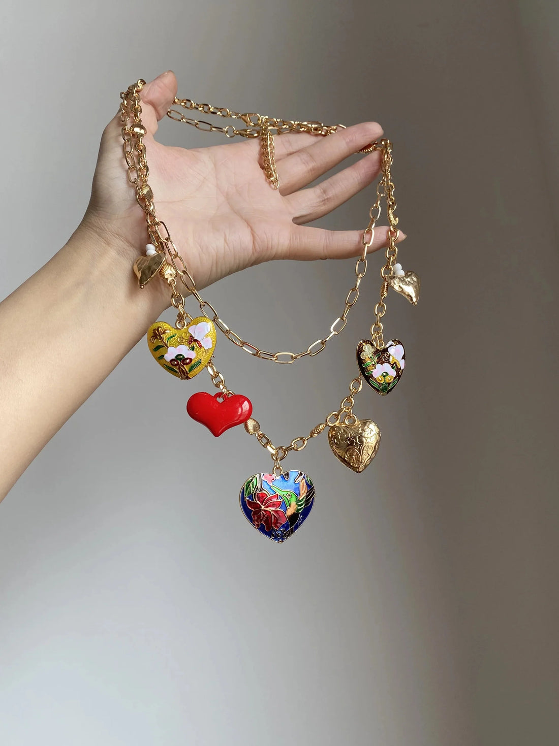 Layered Heart Pendant Necklace [NWE91I72]