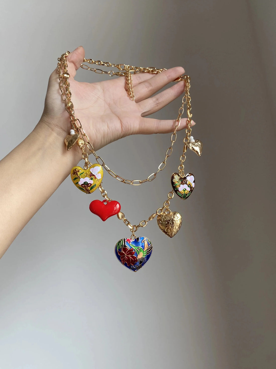 Layered Heart Pendant Necklace [NWE91I72]