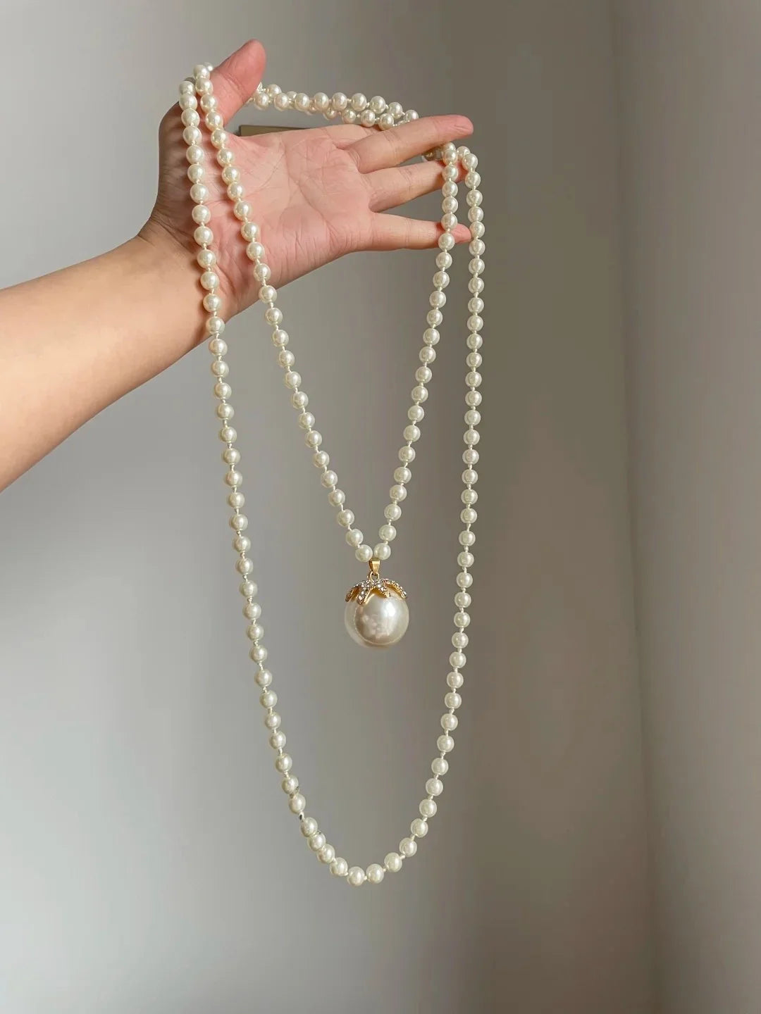 Long Pearl Strand Necklace [S3D423JT]