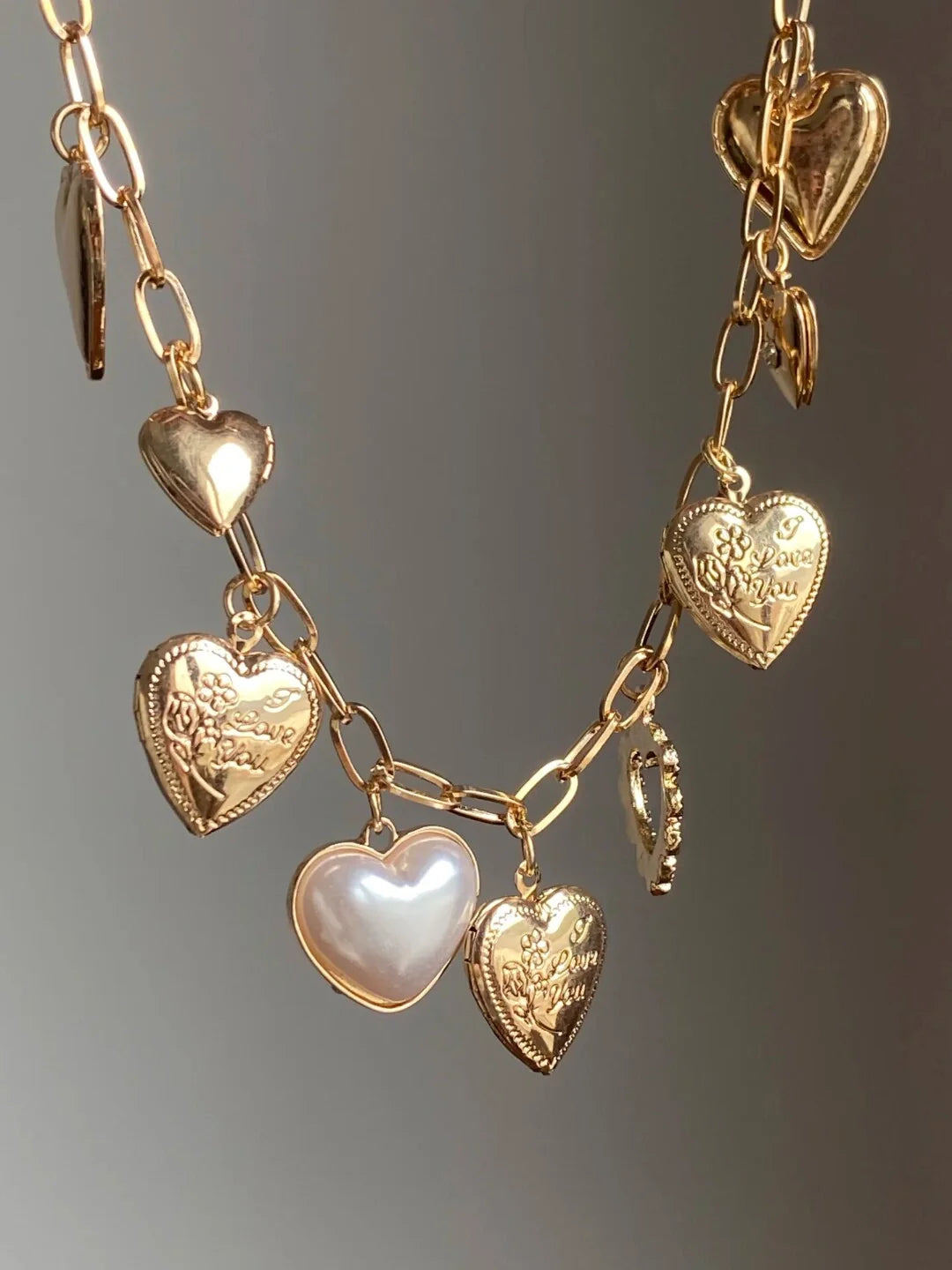 Rhinestone Heart Layered Necklace [ZZCF2UBW]