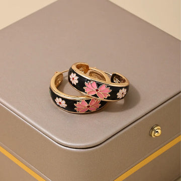 Erika Floral Enamel Hoop Earrings