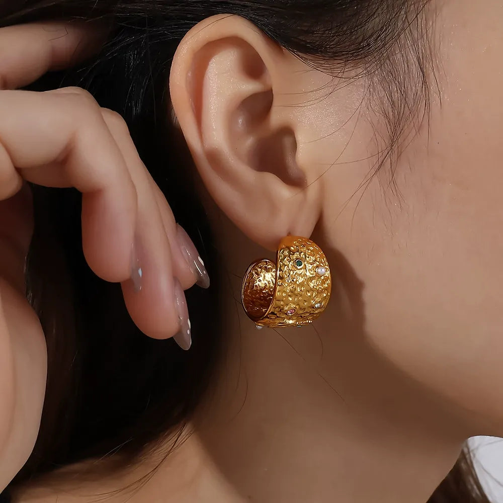 Betania Celestial Rhinestone Hoop Earrings