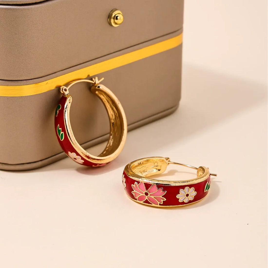 Erika Floral Enamel Hoop Earrings