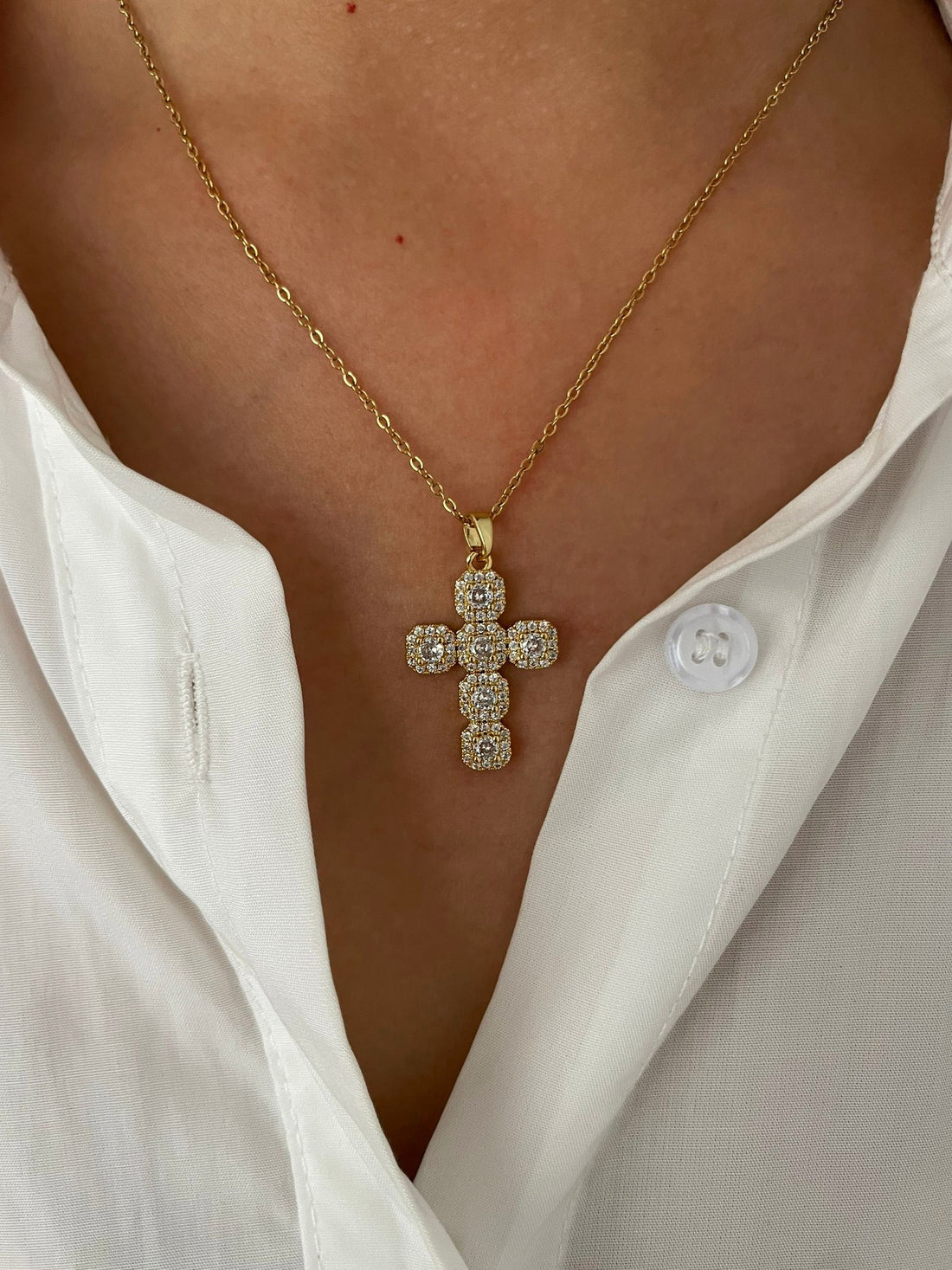 Gisele Gold Cross Pendant Necklace