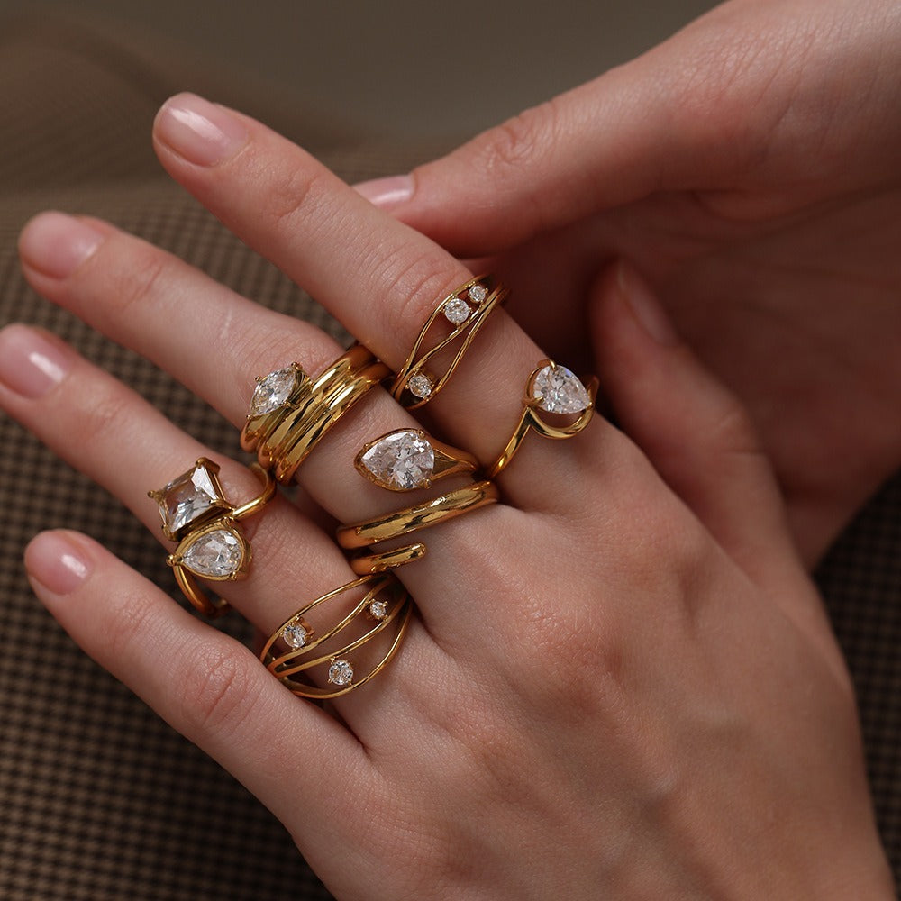 Jaslynn Sparkling Geometric Ring