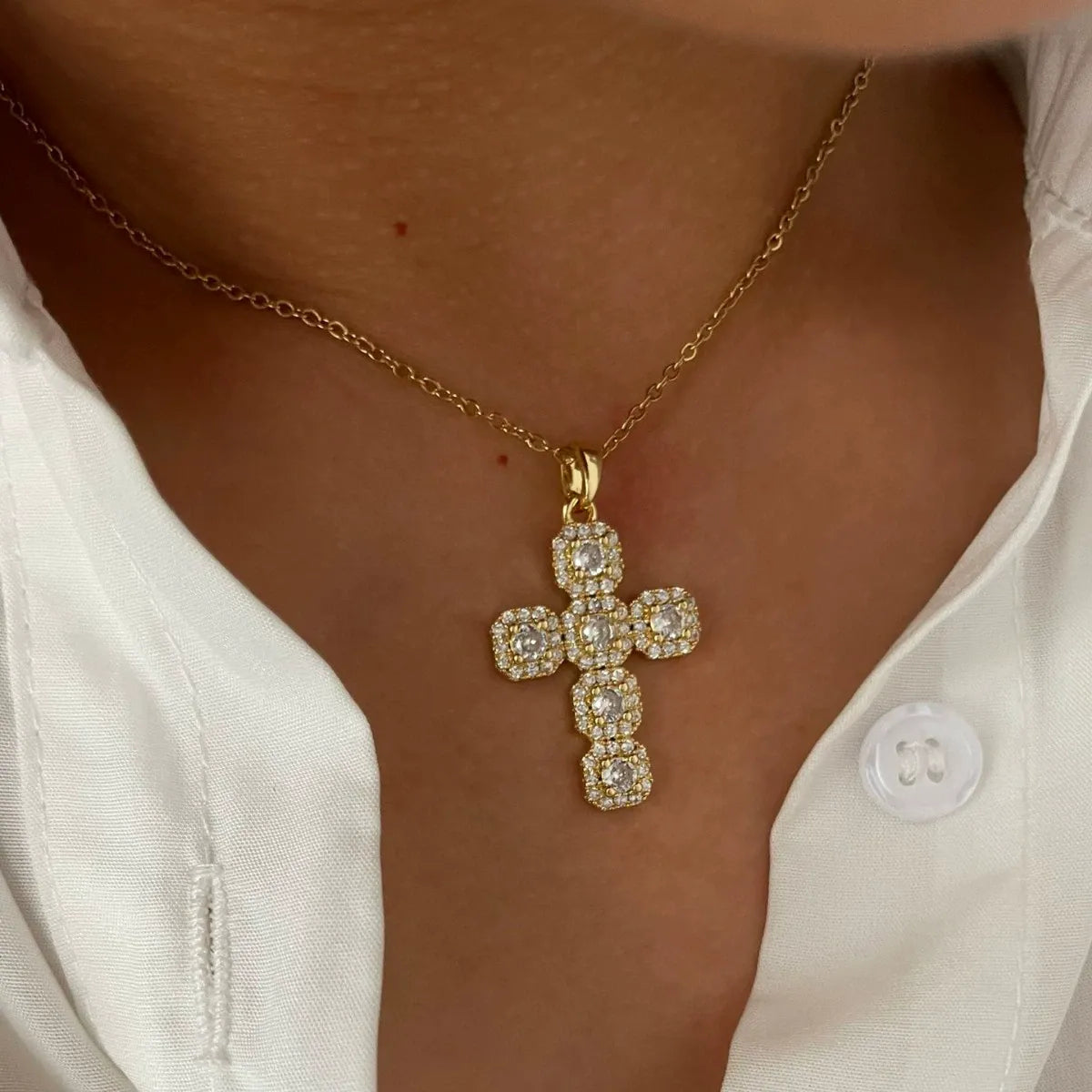 Gisele Gold Cross Pendant Necklace