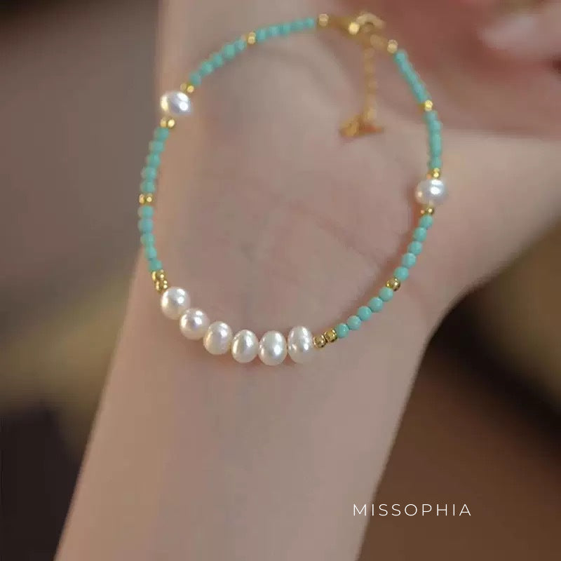 Abrielle Pearl Turquoise Bracelet [B0PQQOQ6]