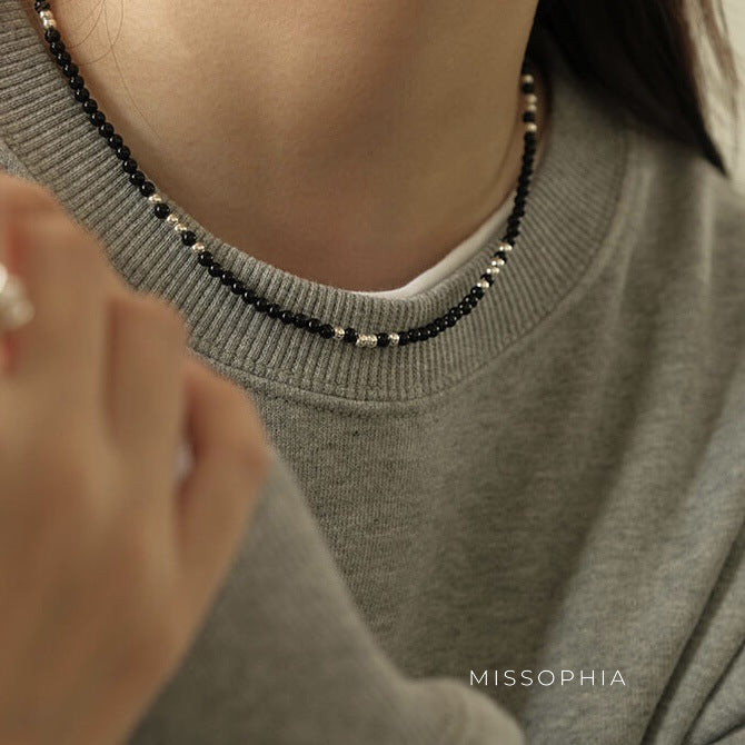 Acadia Black Agate Necklace [D04LQ323]