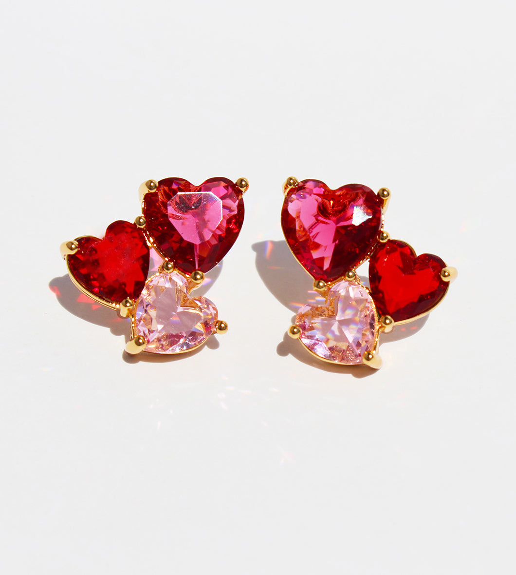 Adah Zircon Heart Stud Earrings [F98ZCPCW]