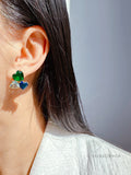 Adah Zircon Heart Stud Earrings [UOO8CLF1]