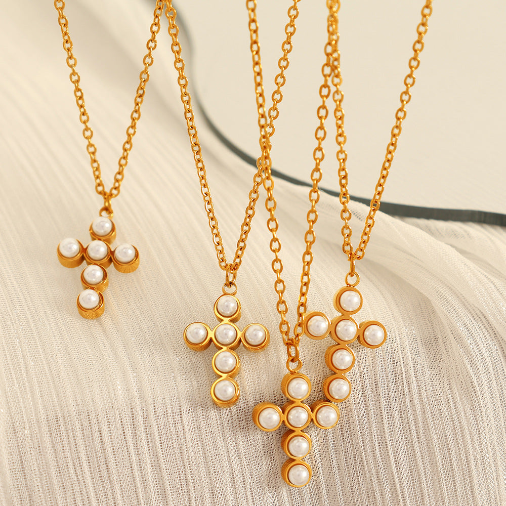 Adalaya Cross Pearl Necklace [WQ10CH11]