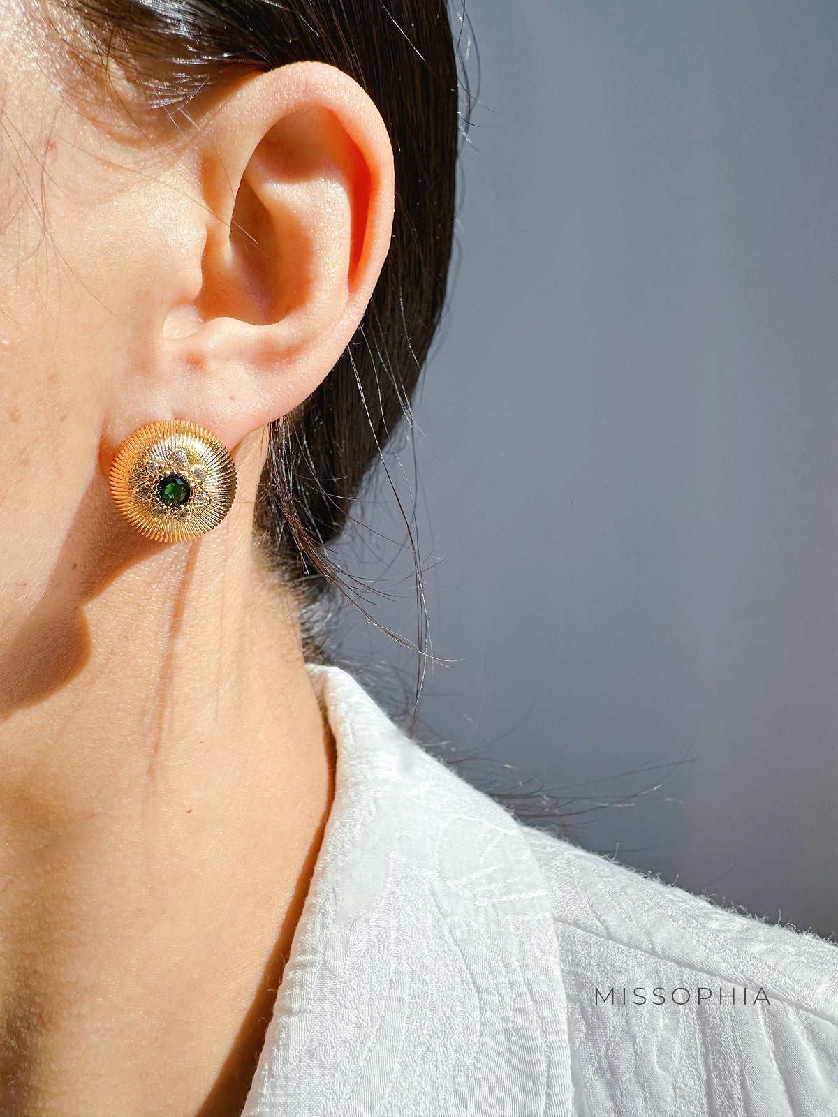 Adeena Retro Zircon Stud Earrings [237AJQW1]
