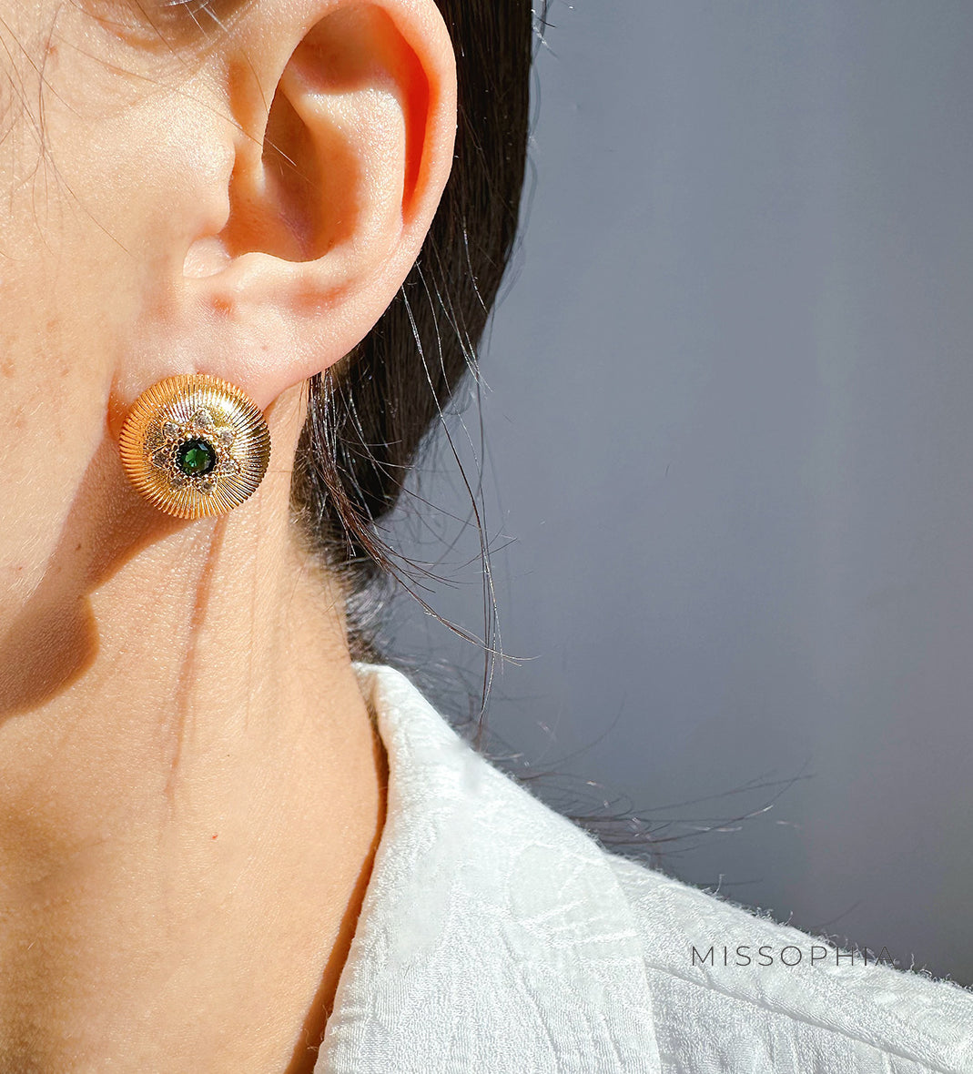 Adeena Retro Zircon Stud Earrings [8836W8OS]