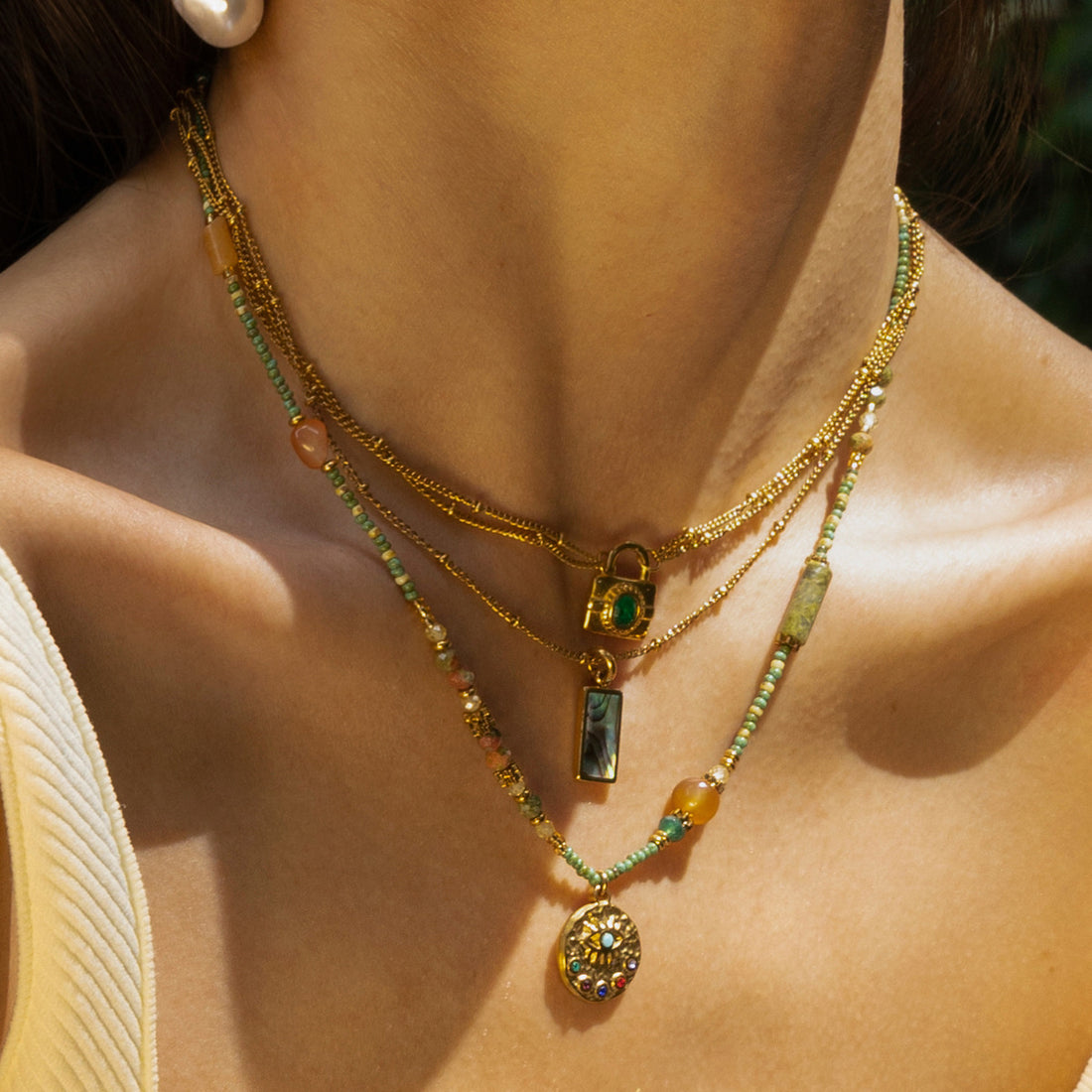 Alayia Layered Zircon Necklace [K84JS6T2]