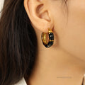 Alizay Gold Enamel U-Shape Earrings [WT98D5J2]