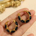 Alizay Gold Enamel U-Shape Earrings [7DWPLVJI]
