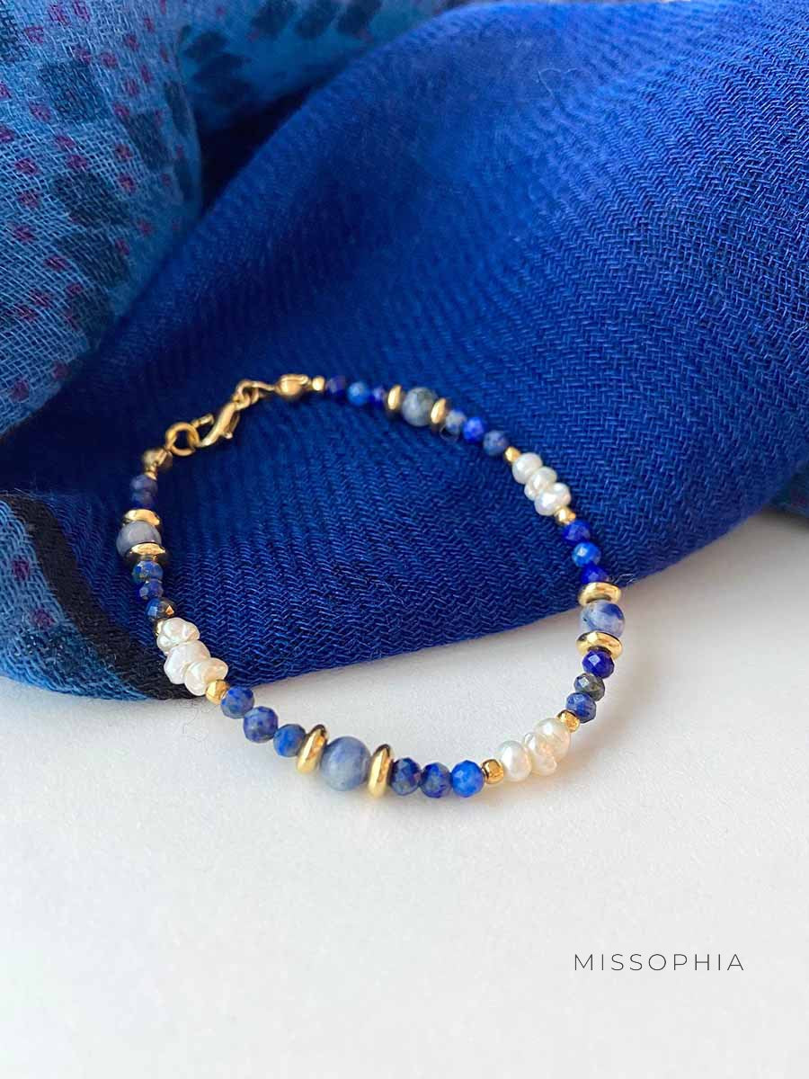 Analee Lapis Pearl Bracelet [UICA3FKK]