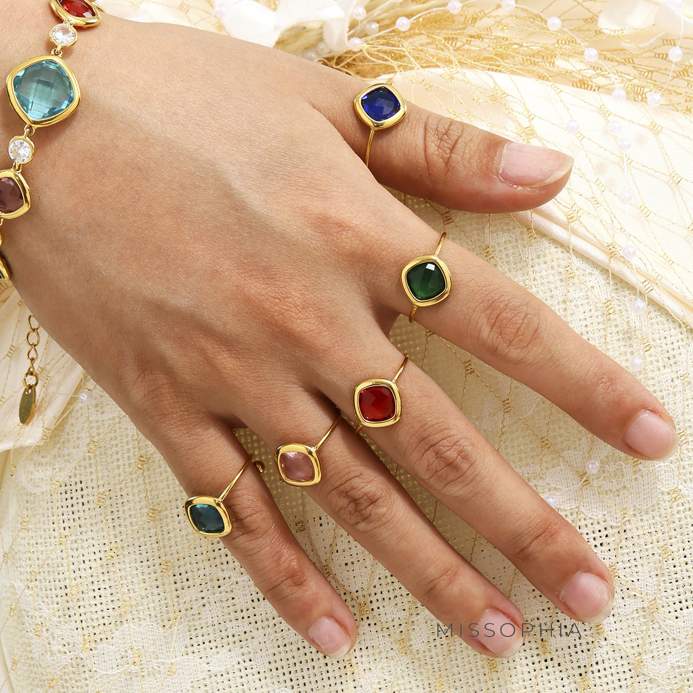 Analucia Colorful Sugar Cube Ring [EOMLHCFP]