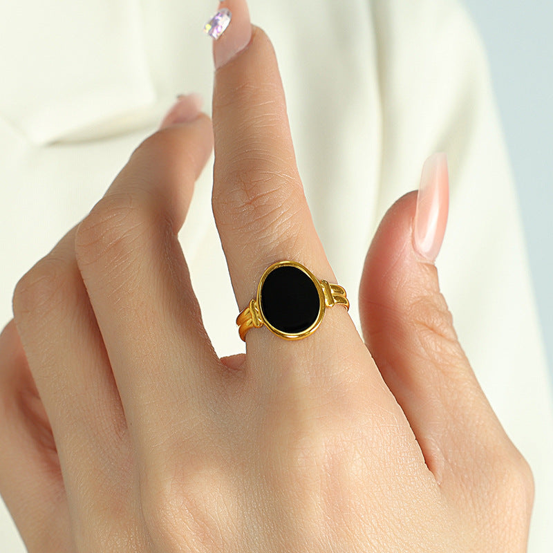 Angely Gold Dripping Open Ring - Gold Open Ring (Non-Adjustable) [8RLR24T1]