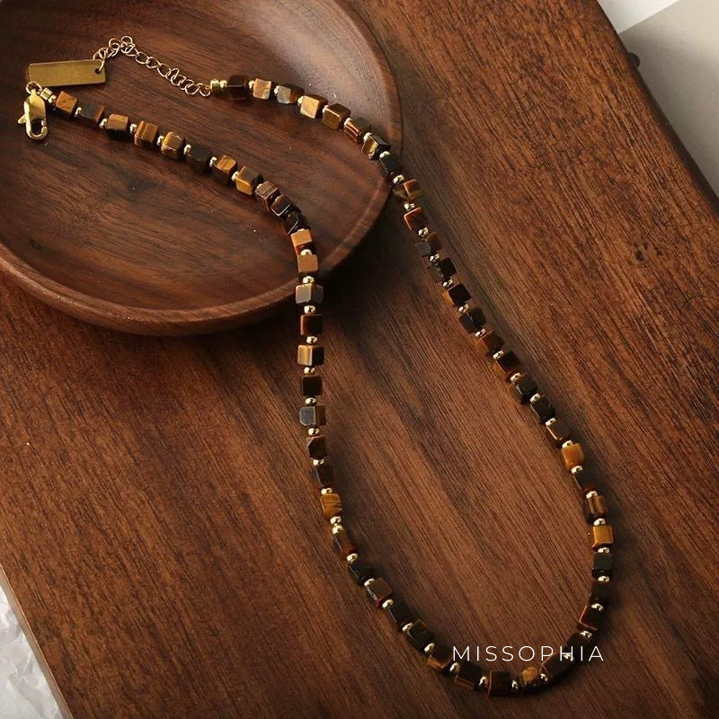 Aribelle Faceted Tiger Eye Necklace [43XLCCGB]