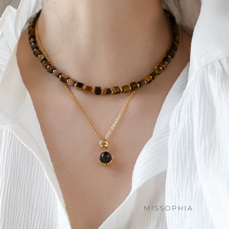 Aribelle Faceted Tiger Eye Necklace [OIO02WJ6]
