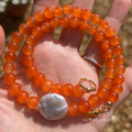 Arlyn Orange Stone Pearl Necklace [XUL1E3MF]