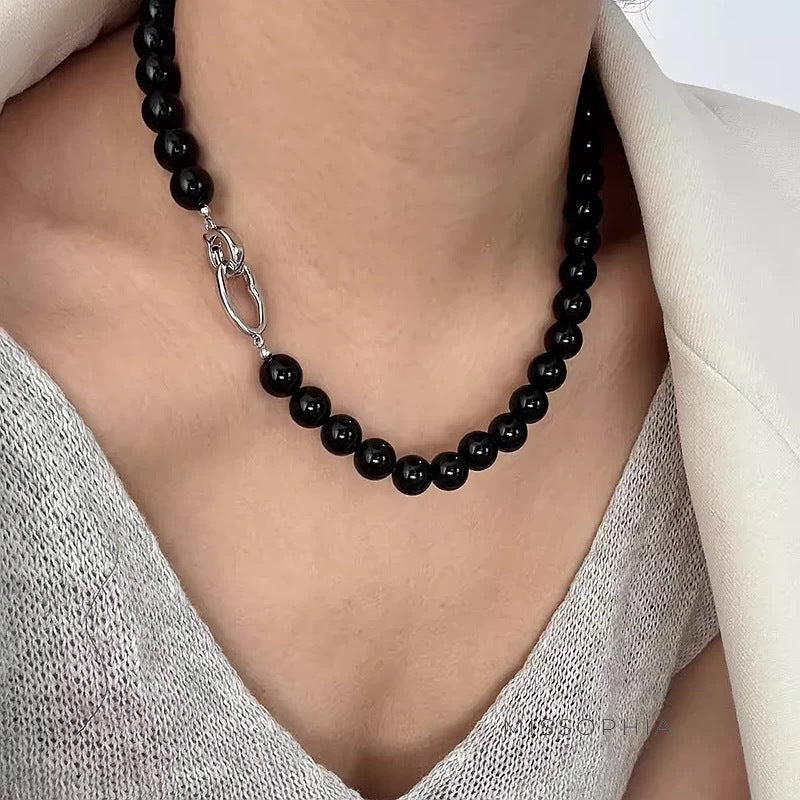 Aseel Red Agate Beaded Necklace [ISMKG65L]