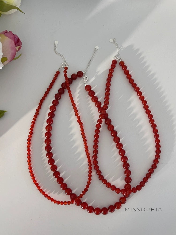 Aseel Red Agate Beaded Necklace [ETPA7TMG]