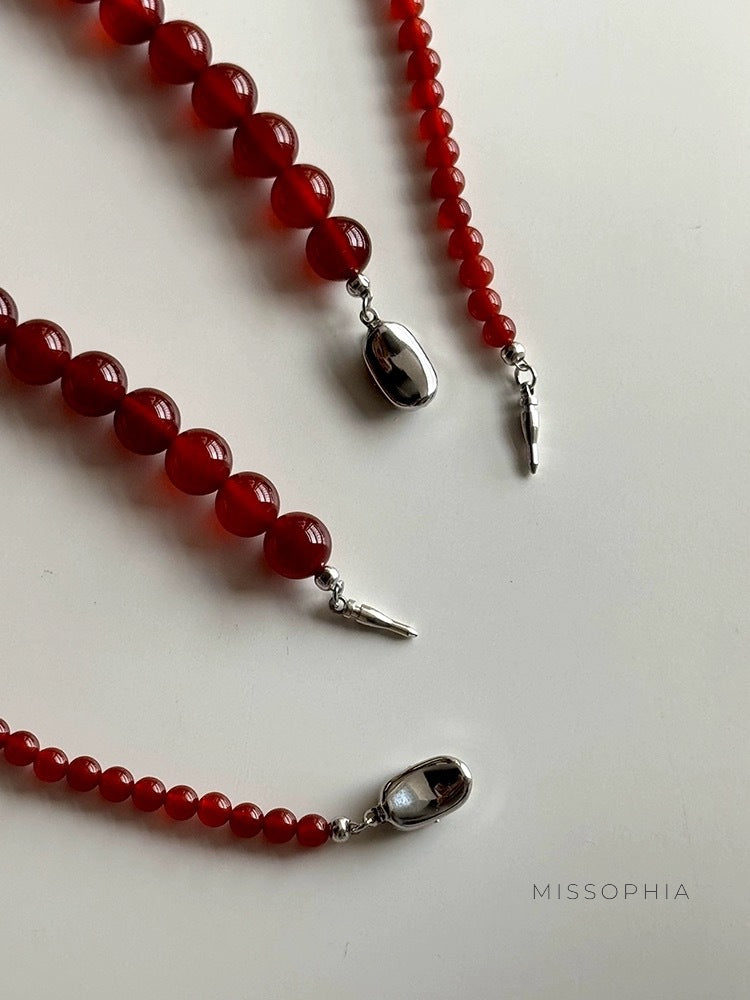 Aseel Red Agate Beaded Necklace [G3N4DQFL]