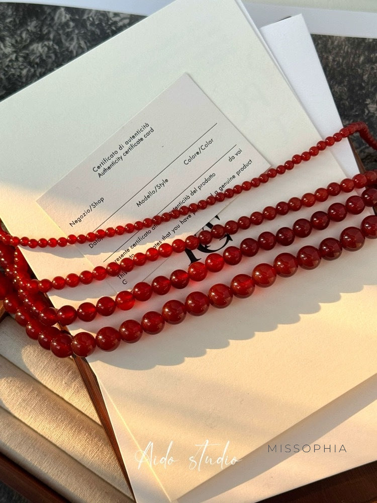 Aseel Red Agate Beaded Necklace [QMXUG49T]