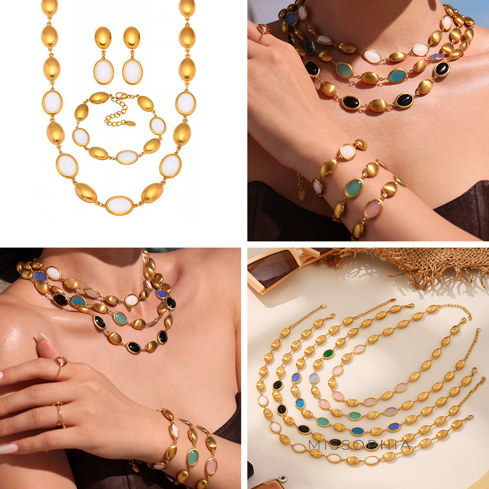 Asia Faceted Opal Gold Jewelry Set [LK339TUD]