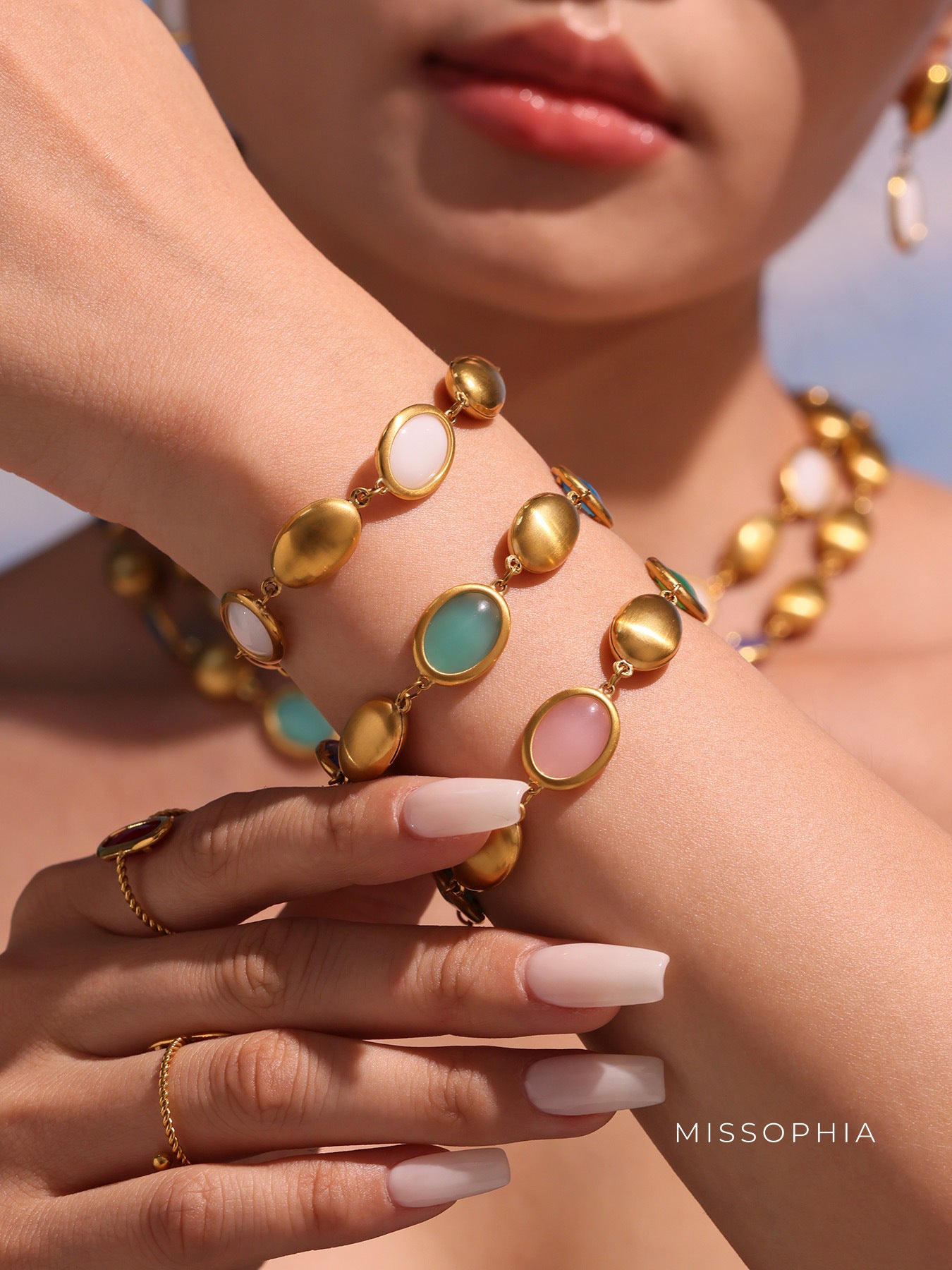 Asia Faceted Opal Gold Jewelry Set [JAI83991]