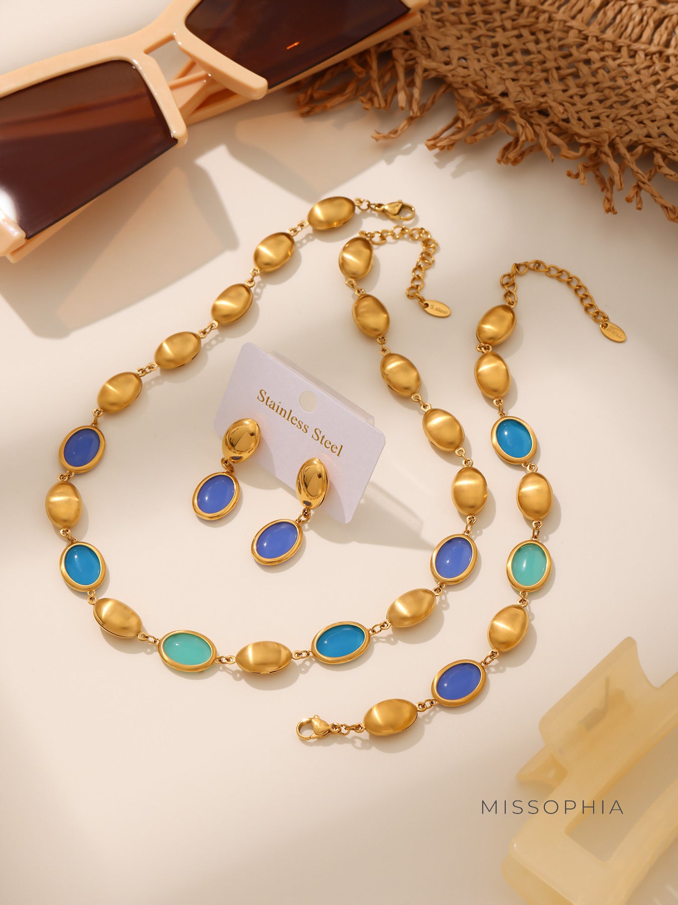 Asia Faceted Opal Gold Jewelry Set [YZH0HX3V]