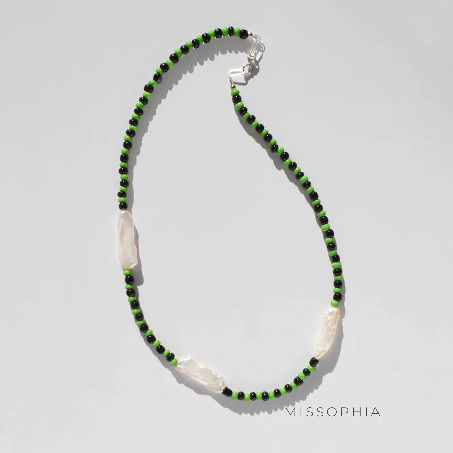 Audrey Asymmetrical Pearl Clavicle Chain [SOYKFTFZ]
