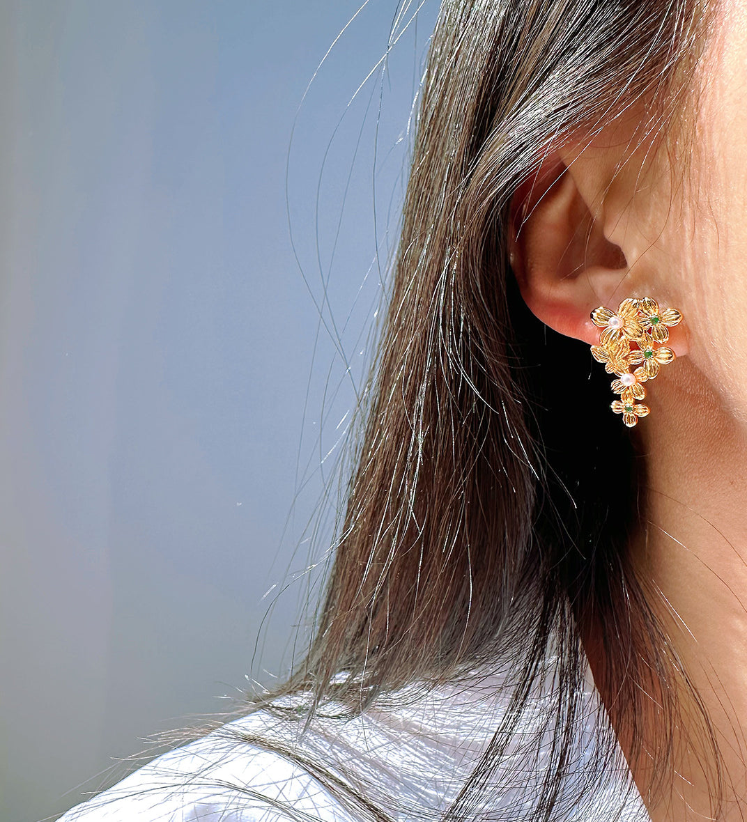 Azari Pearl Zircon Butterfly Earrings [LVC6QCXK]