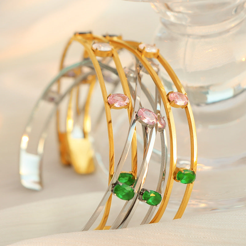 Azrael Zircon Open Cuff Bracelet [JI4KADSV]