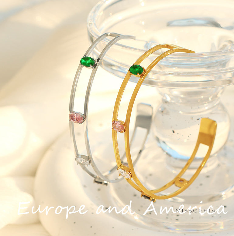 Azrael Zircon Open Cuff Bracelet [99SZNXTJ]