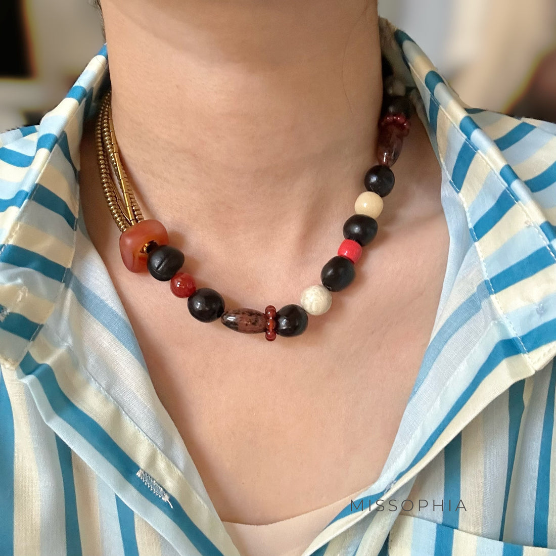 Braelynn Asymmetric Beaded Necklace [V9CJVZYB]