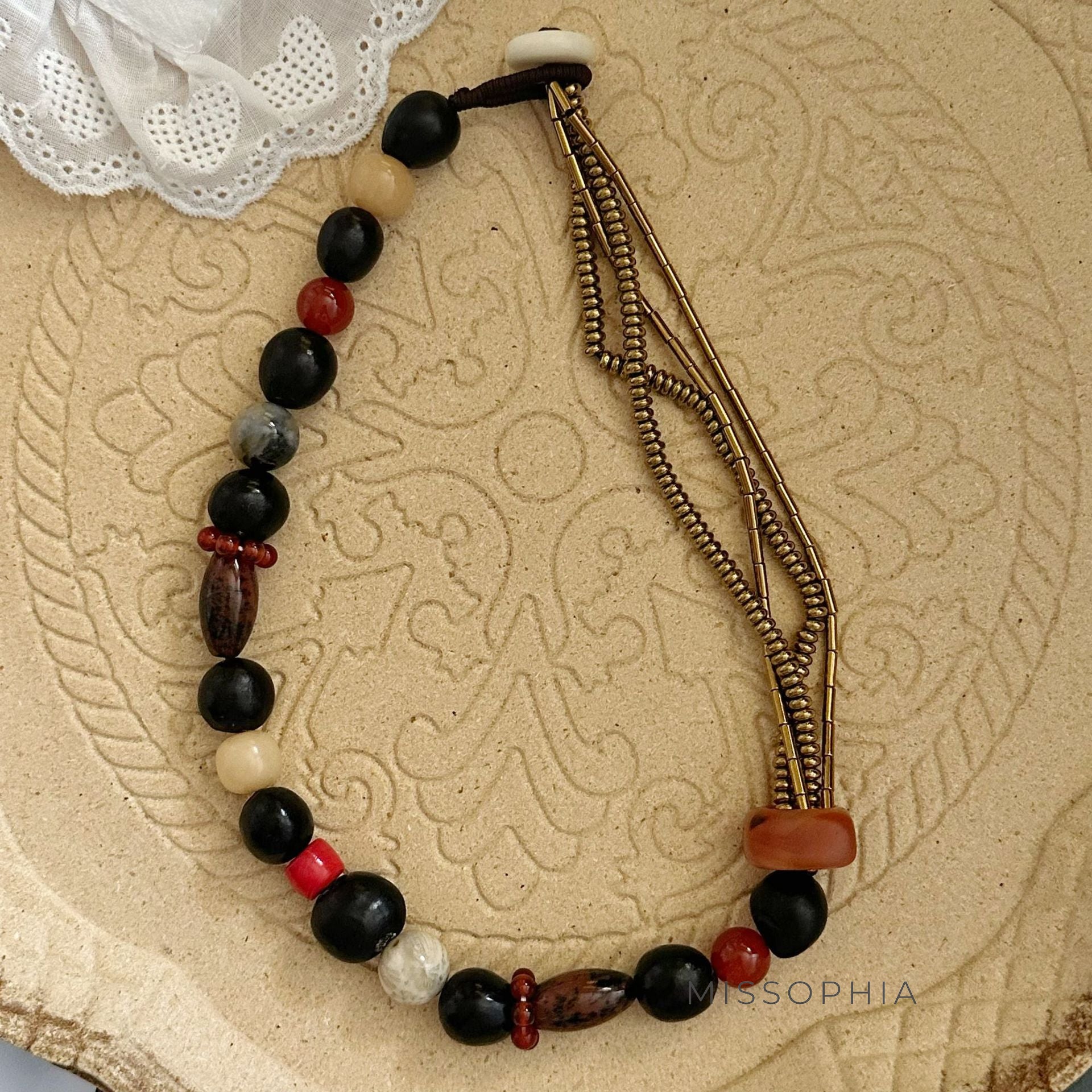 Braelynn Asymmetric Beaded Necklace [9SP34CK9]