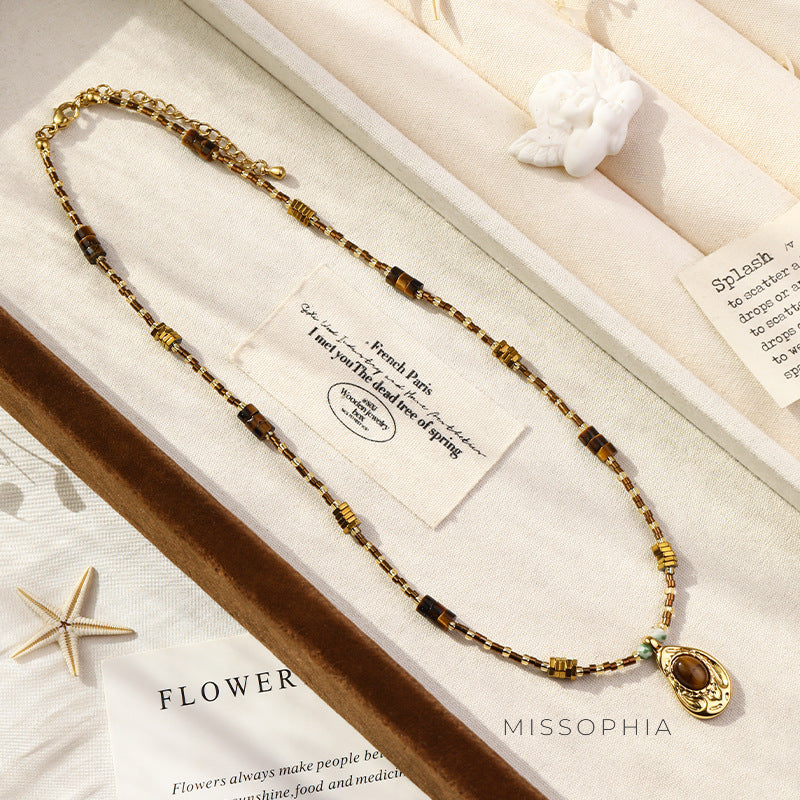 Brook Maillard Tiger Eye Necklace [MPXF33ND]