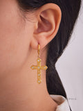 Cambree Zircon Cross Drop Earrings [B36W39YQ]