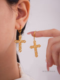 Cambree Zircon Cross Drop Earrings [IOL51R4A]