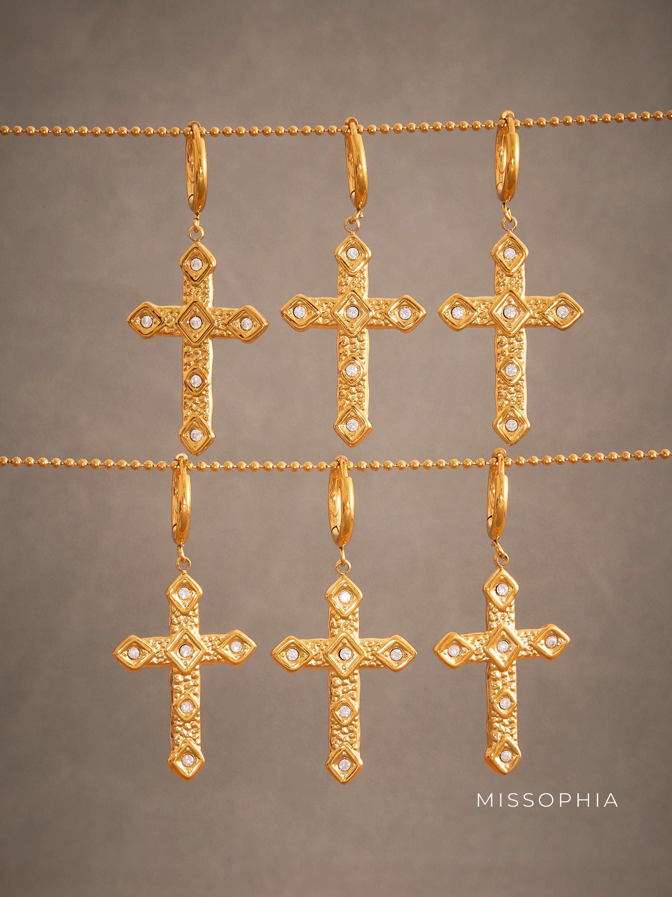 Cambree Zircon Cross Drop Earrings [5S7RD254]