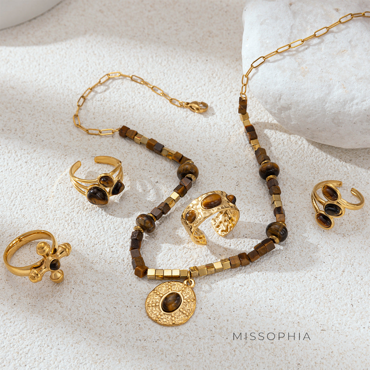 Christine Natural Stone Jewelry Set [IMZ1AGGY]