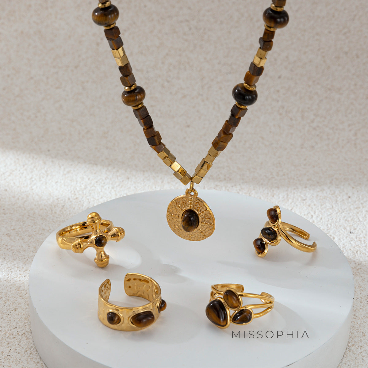 Christine Natural Stone Jewelry Set [FO51W6NE]