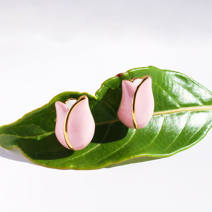 Coralee Enamel Tulip Stud Earrings [Y44C9VKM]